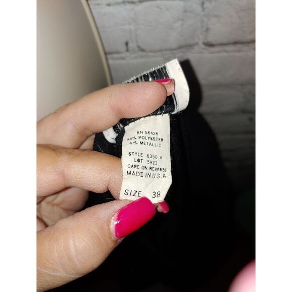 Kalico Queen VINTAGE Women's Size 38 Black Silver Metallic Blouson Blouse. - Picture 4 of 8